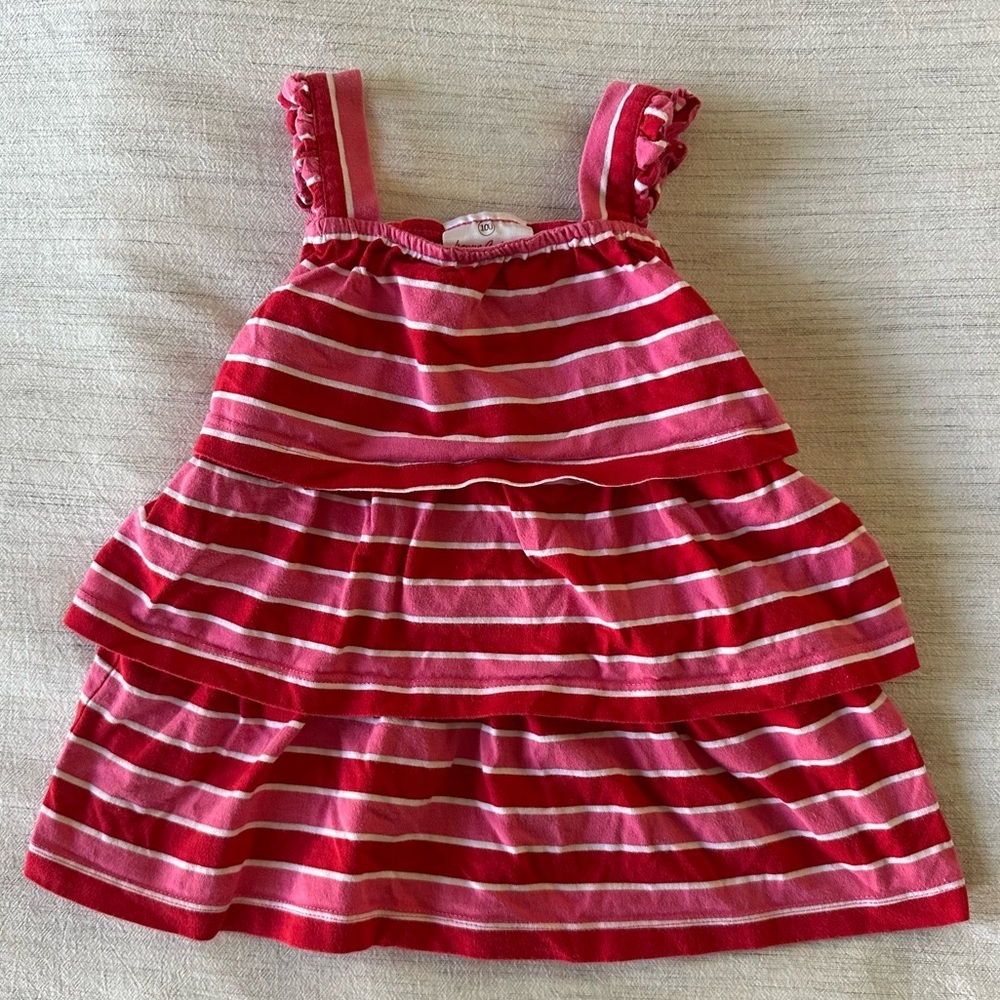 Hanna Andersson Striped Red, Pink & White Tiered Tank Top